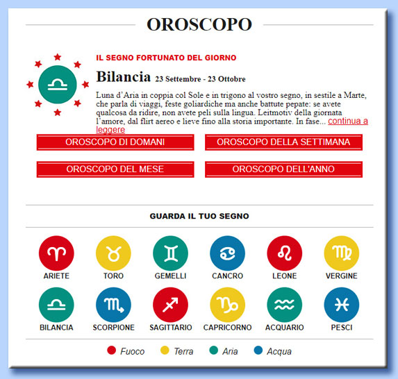 oroscopo sul settimanale oggi