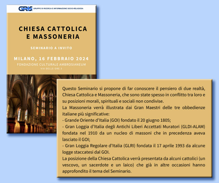 seminario chiesa cattolica e massoneria